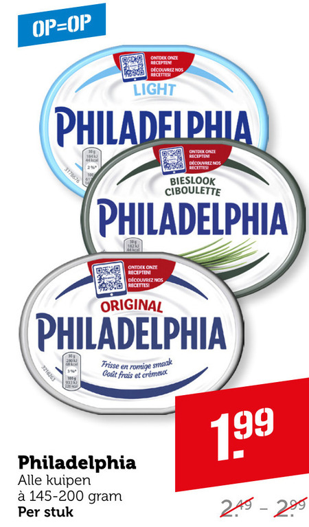 Philadelphia   zuivelspread folder aanbieding bij  Coop - details