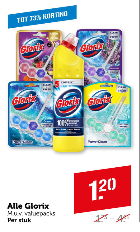 Glorix   toiletblok, bleekmiddel folder aanbieding bij  Coop - details