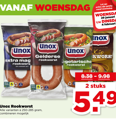Unox   rookworst folder aanbieding bij  Plus - details