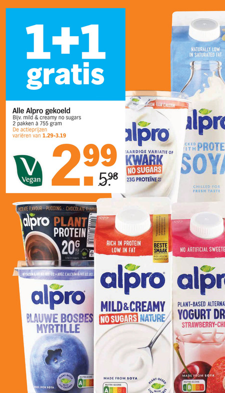 Alpro   soja yoghurt, soja melk folder aanbieding bij  Albert Heijn - details