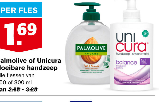 Unicura   handzeep folder aanbieding bij  Hoogvliet - details