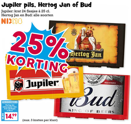 Jupiler   krat bier, blikje bier folder aanbieding bij  Boons Markt - details