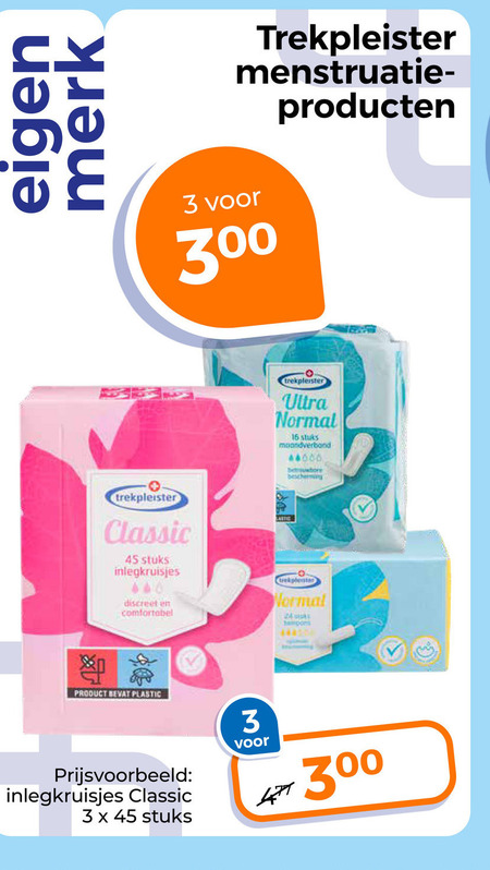 Trekpleister Huismerk   inlegkruisjes, tampons folder aanbieding bij  Trekpleister - details