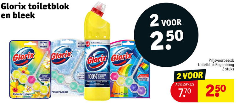 Glorix   toiletblok, bleekmiddel folder aanbieding bij  Kruidvat - details
