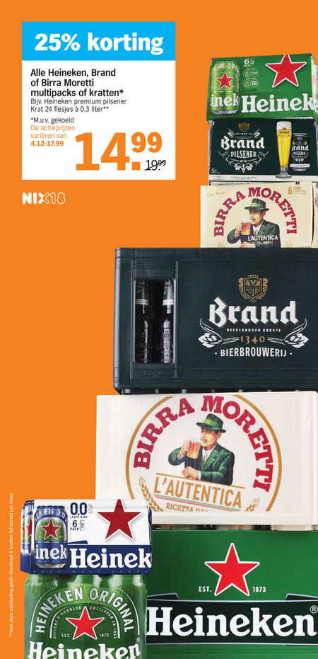 Heineken Silver   blikje bier, krat bier folder aanbieding bij  Albert Heijn - details