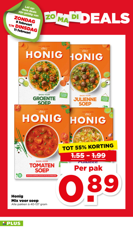 Honig   soep folder aanbieding bij  Plus - details