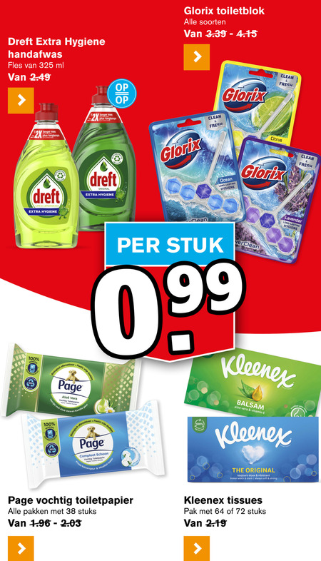 Kleenex   toiletblok, tissue folder aanbieding bij  Hoogvliet - details