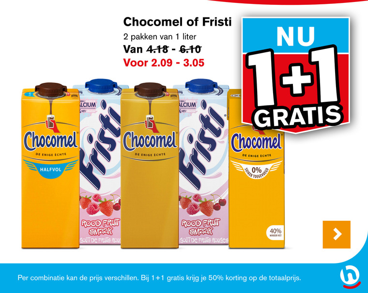 Fristi   drinkyoghurt, chocolademelk folder aanbieding bij  Hoogvliet - details