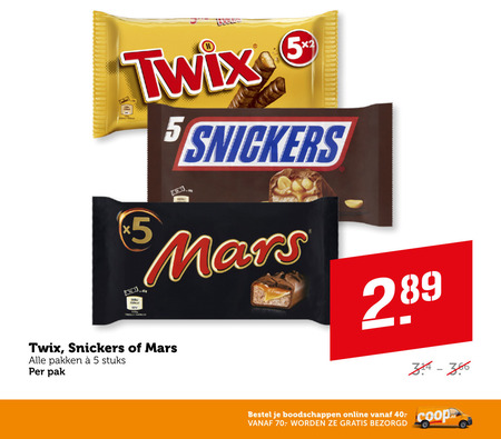 Twix   chocoladereep folder aanbieding bij  Coop - details