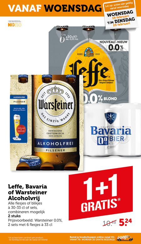 Warsteiner   alcoholvrij bier folder aanbieding bij  Coop - details