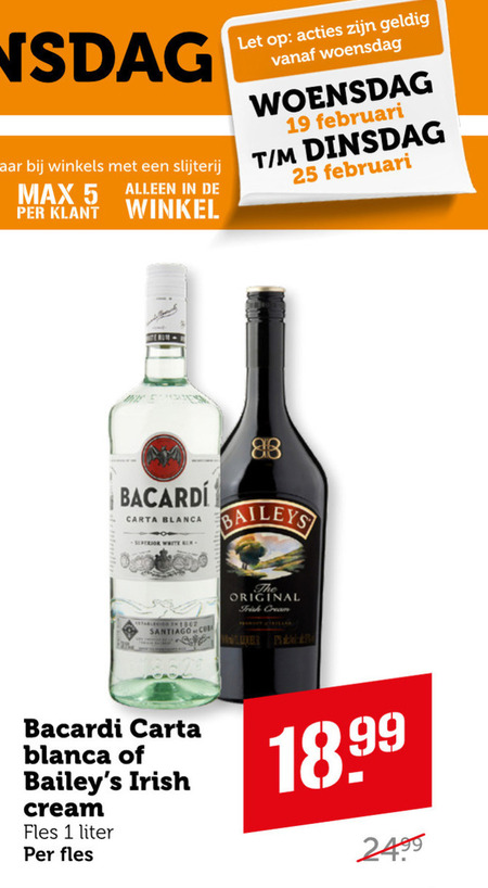 Bacardi   likeur, rum folder aanbieding bij  Coop - details