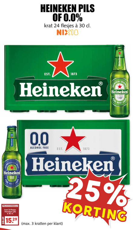 Heineken 0.0   krat bier folder aanbieding bij  MCD Supermarkt Basis - details