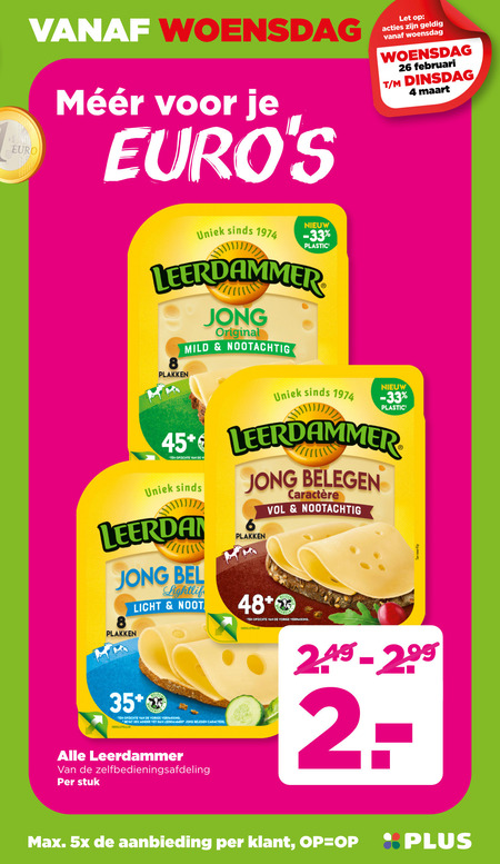 Leerdammer   kaasplakken, kaas folder aanbieding bij  Plus - details