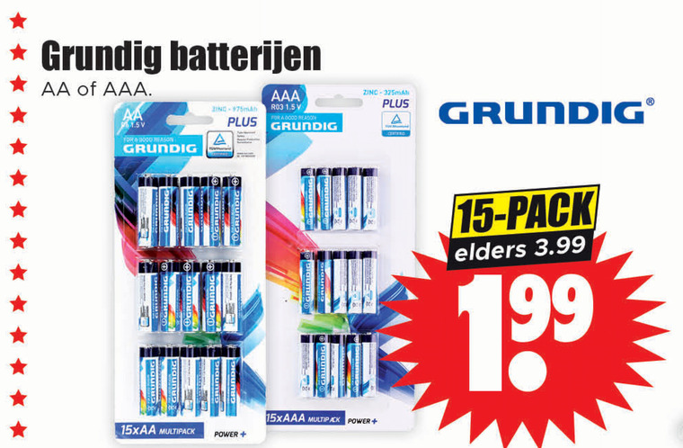 Grundig   batterij folder aanbieding bij  Dirk - details