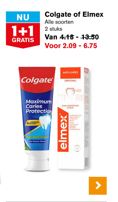 Elmex   tandpasta folder aanbieding bij  Hoogvliet - details