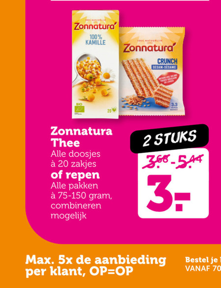 Zonnatura   thee, mueslireep folder aanbieding bij  Coop - details