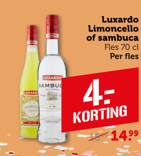 Luxardo   sambuca, limoncello folder aanbieding bij  Coop - details