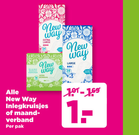New Way   maandverband, inlegkruisjes folder aanbieding bij  Plus - details