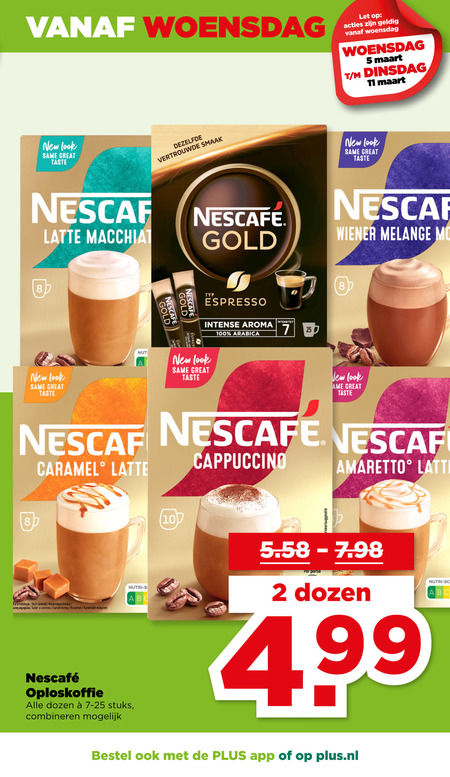 Nescafe   oploskoffie folder aanbieding bij  Plus - details