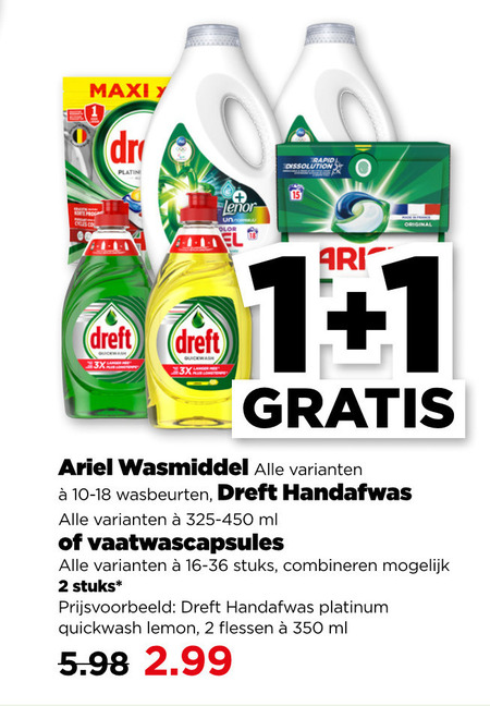 Ariel   wasmiddel, vaatwasmiddel folder aanbieding bij  Plus - details