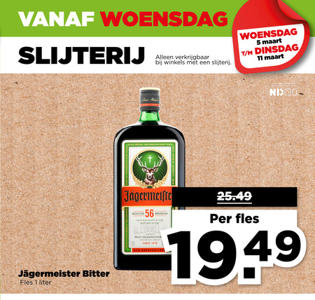 Jagermeister   kruidenbitter folder aanbieding bij  Plus - details
