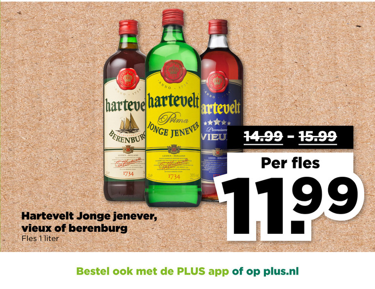 Hartevelt   berenburg, jenever folder aanbieding bij  Plus - details