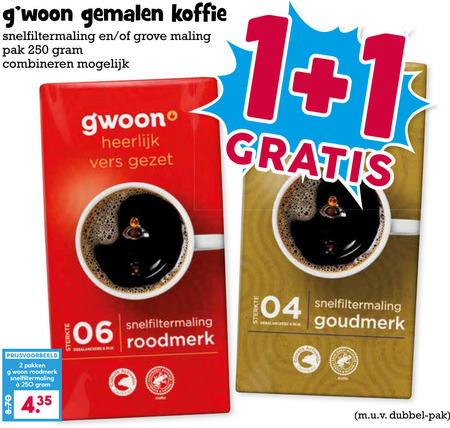 Gwoon   koffie folder aanbieding bij  Boons Markt - details