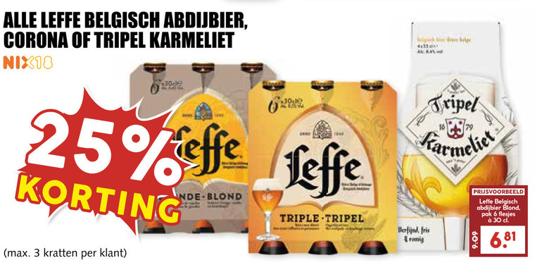 Leffe   krat bier, blikje bier folder aanbieding bij  MCD Supermarkt Basis - details