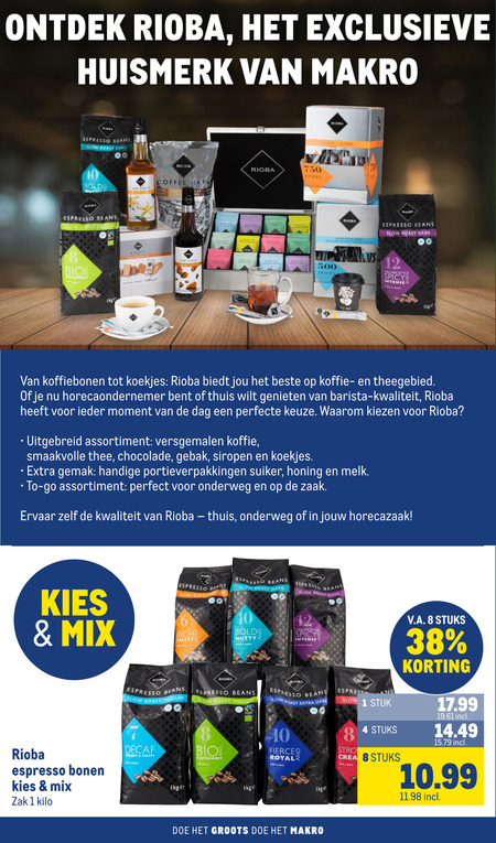 Rioba   koffiebonen folder aanbieding bij  Makro - details