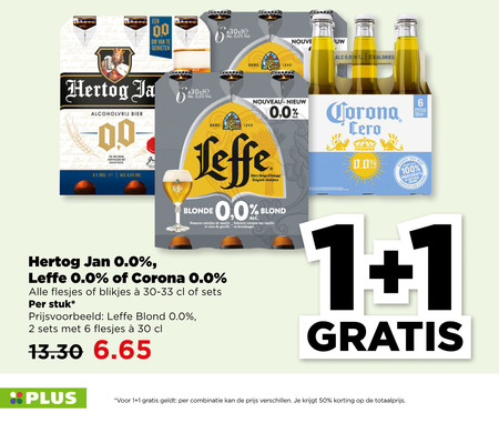 Leffe   alcoholvrij bier folder aanbieding bij  Plus - details