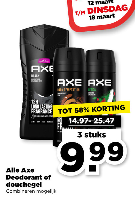 Axe   douchegel, deodorant folder aanbieding bij  Plus - details