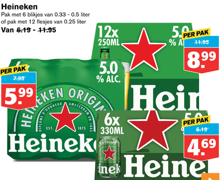 Heineken   blikje bier folder aanbieding bij  Hoogvliet - details