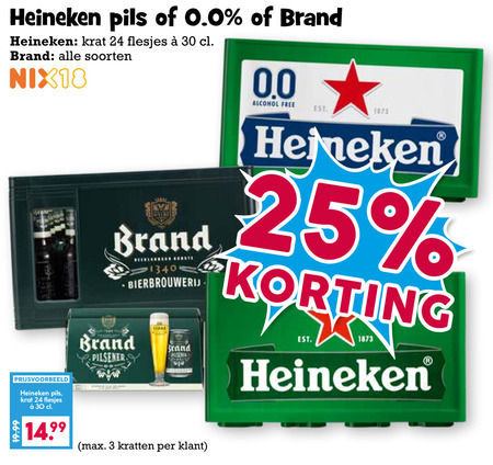 Heineken 0.0   blikje bier, krat bier folder aanbieding bij  Boons Markt - details