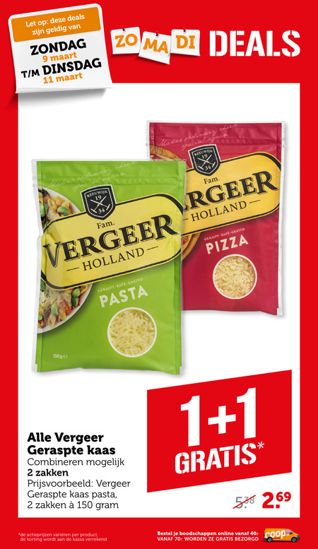 Vergeer   geraspte kaas folder aanbieding bij  Coop - details