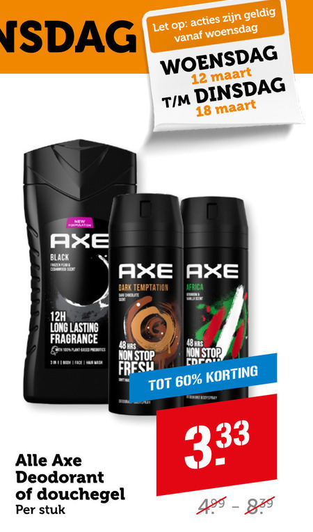 Axe   douchegel, deodorant folder aanbieding bij  Coop - details