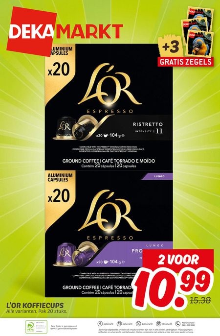 Douwe Egberts L Or   koffiecups folder aanbieding bij  Dekamarkt - details
