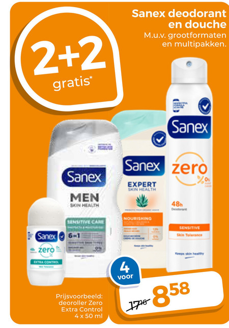Sanex   douchegel, deodorant folder aanbieding bij  Trekpleister - details