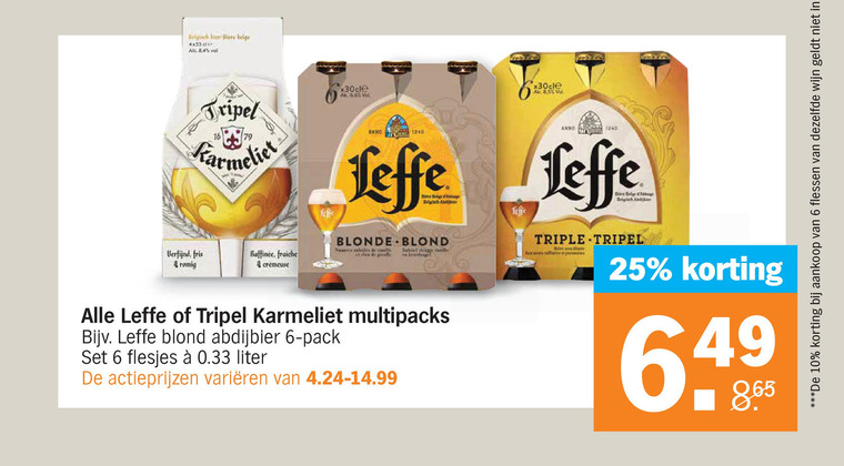 Leffe   speciaalbier, blikje bier folder aanbieding bij  Albert Heijn - details