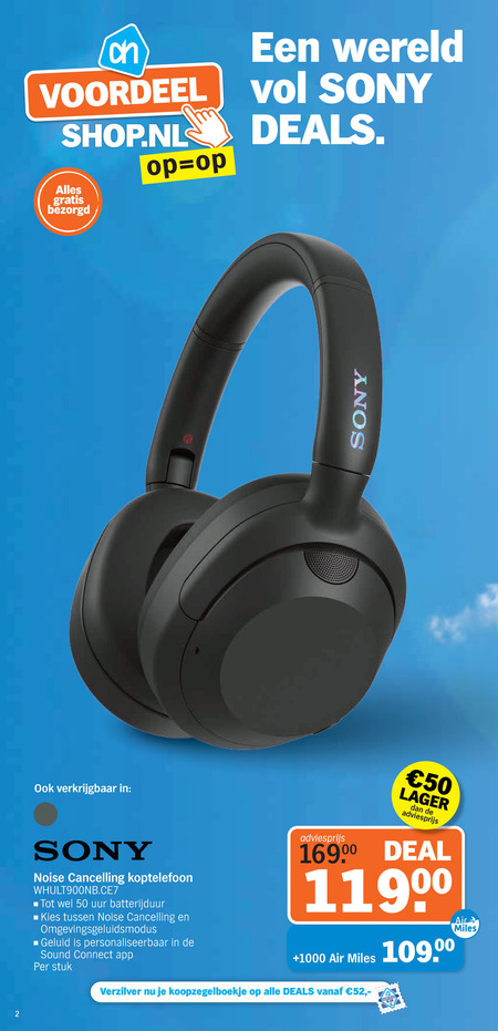 Sony   koptelefoon folder aanbieding bij  Albert Heijn - details