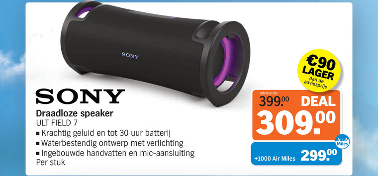 Sony   portable speakerset folder aanbieding bij  Albert&nbsp;Heijn - details