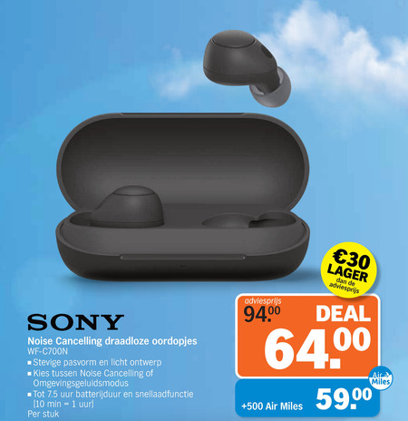 Sony   oortelefoon folder aanbieding bij  Albert Heijn - details