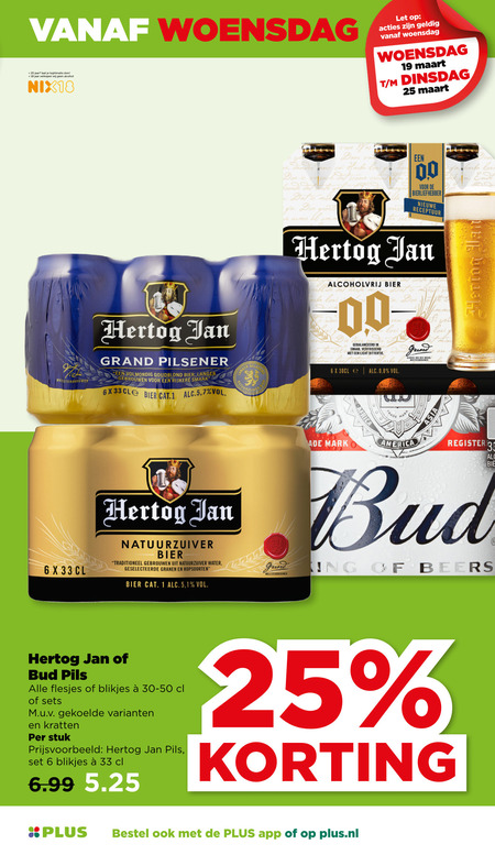 Hertog Jan   blikje bier folder aanbieding bij  Plus - details