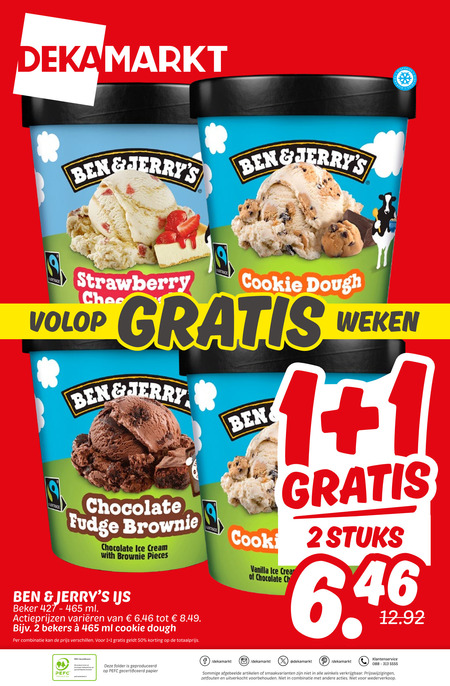 Ben and Jerrys   ijsspecialiteit folder aanbieding bij  Dekamarkt - details