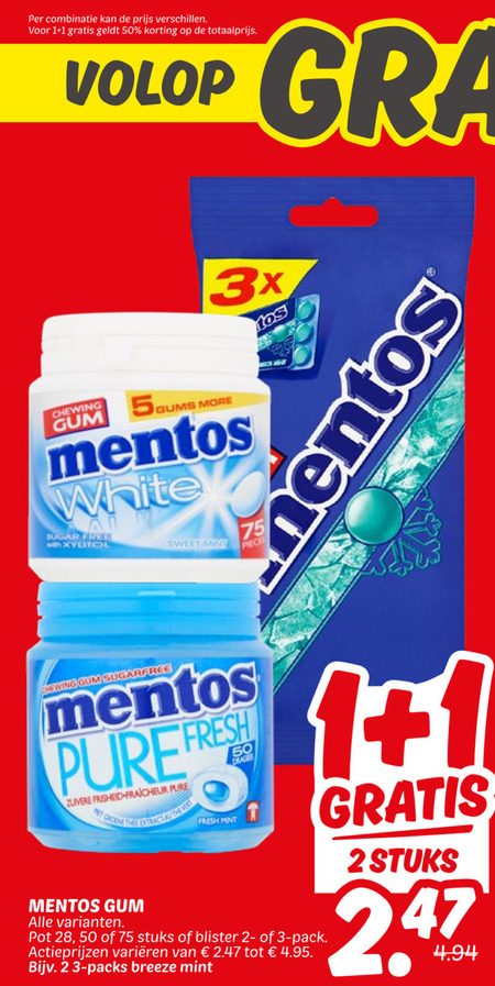 Mentos   kauwgom folder aanbieding bij  Dekamarkt - details