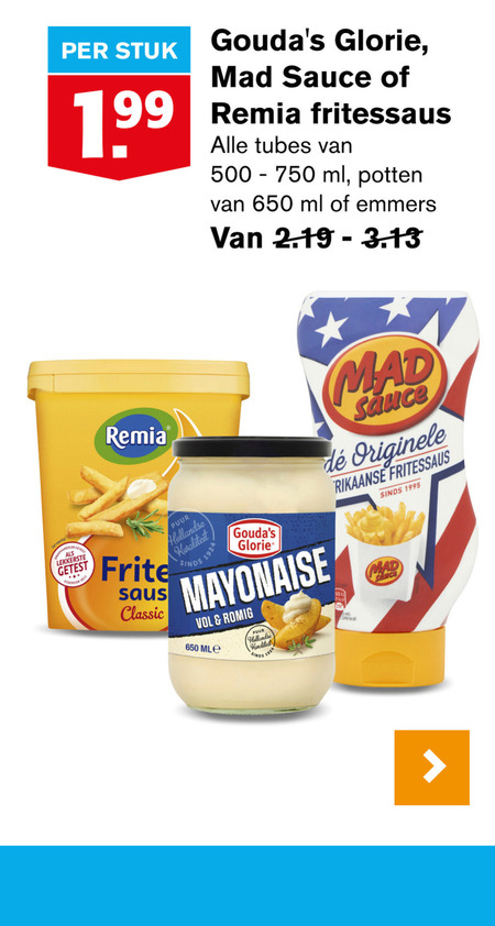 Goudas Glorie   mayonaise, fritessaus folder aanbieding bij  Hoogvliet - details