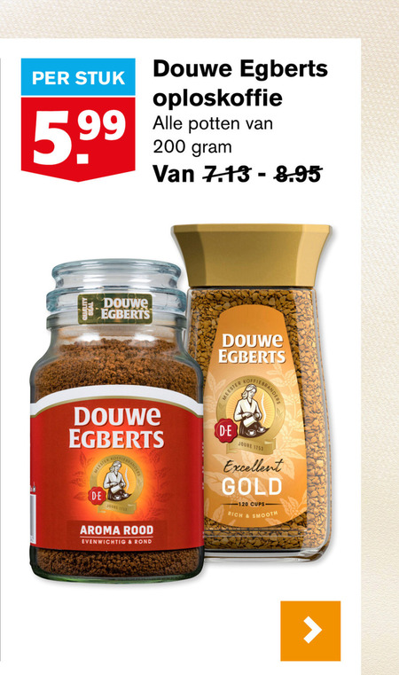 Douwe Egberts   oploskoffie, koffie folder aanbieding bij  Hoogvliet - details