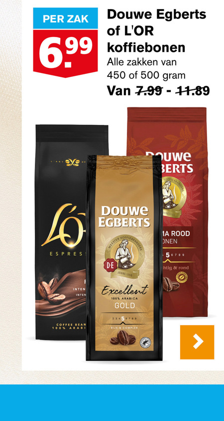 Douwe Egberts L Or   koffiebonen folder aanbieding bij  Hoogvliet - details