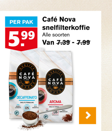 Cafe Nova   koffie folder aanbieding bij  Hoogvliet - details