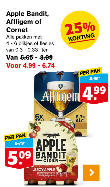 Affligem   speciaalbier, appelcider folder aanbieding bij  Hoogvliet - details