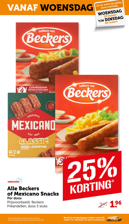 Beckers   snack, frikandellen folder aanbieding bij  Coop - details